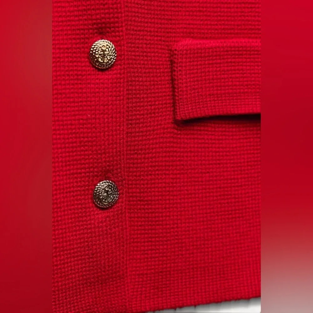 Zara NWT Red knit sweater cardigan with gold buttons - Picture 2 of 4
